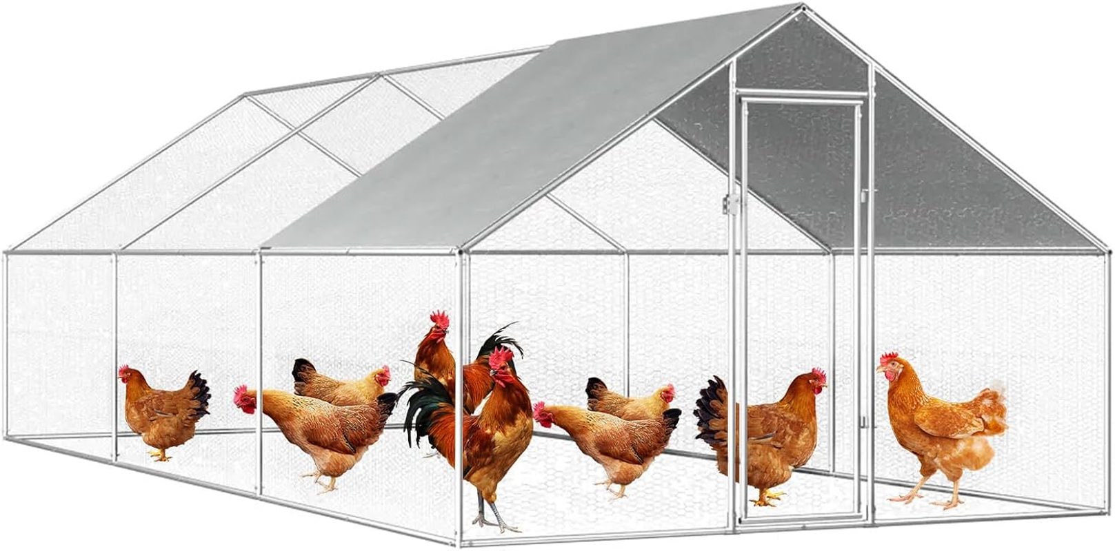 Chicken Coop Large Rabbit Hutch Pet Cage, Walk in Poultry House Coops Hen Run Ferret Habitat Farm Enclosure,2.75 X 6 X 1.92 M image number 3