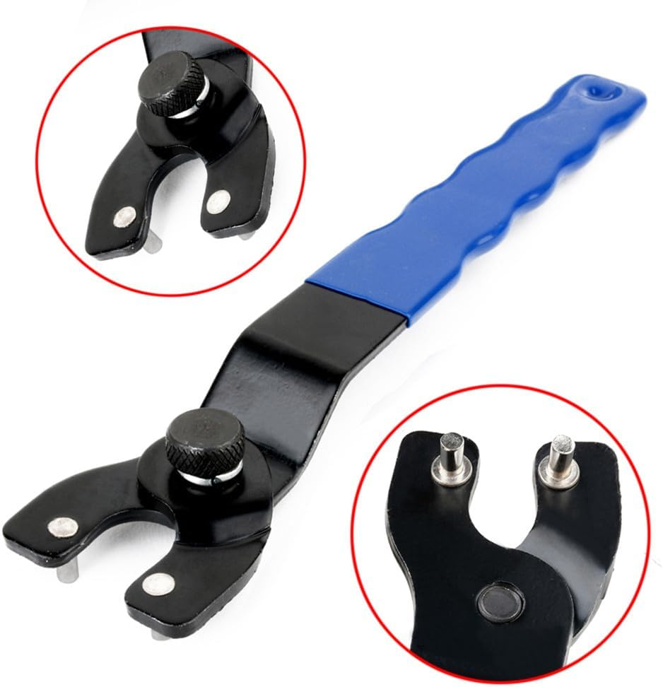 2 Pieces Adjustable Angle Grinder Spanner,Universal 8-50Mm Angle Grinder Spanner Key Adjustable Pin Wrench with Plastic Handle for Angle Grinders, with Wrench image number 3