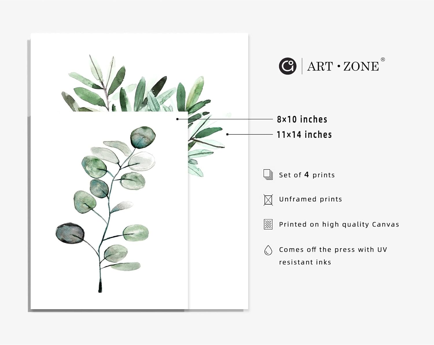 ARTZONE Botanical Posters Plant Prints Canvas Paintings Wall Art for Living Room Decor for Bedroom Aesthetic Boho Wall Decor Minimalist Wall Art Plants Leaf (Set of 4Pcs)-Unframed-8"X10" (Option 2) image number 1