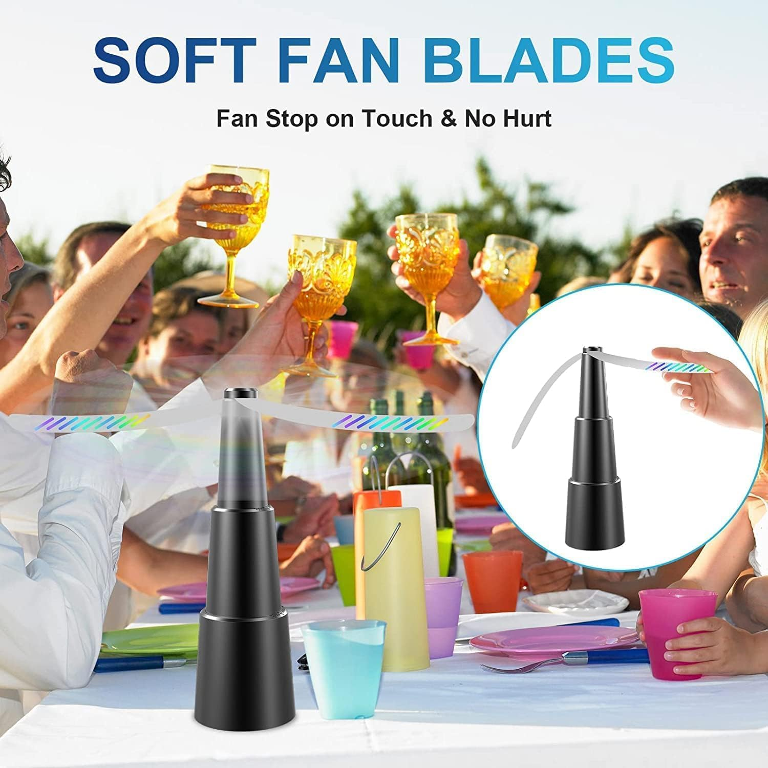 Fly Repellent Fan,Holographic Blade Dining Table Mosquito Repellent Fan,Outdoor Indoor Mosquito Repellent Fan,Portable Party Dining Fan,Battery Powered. image number 4