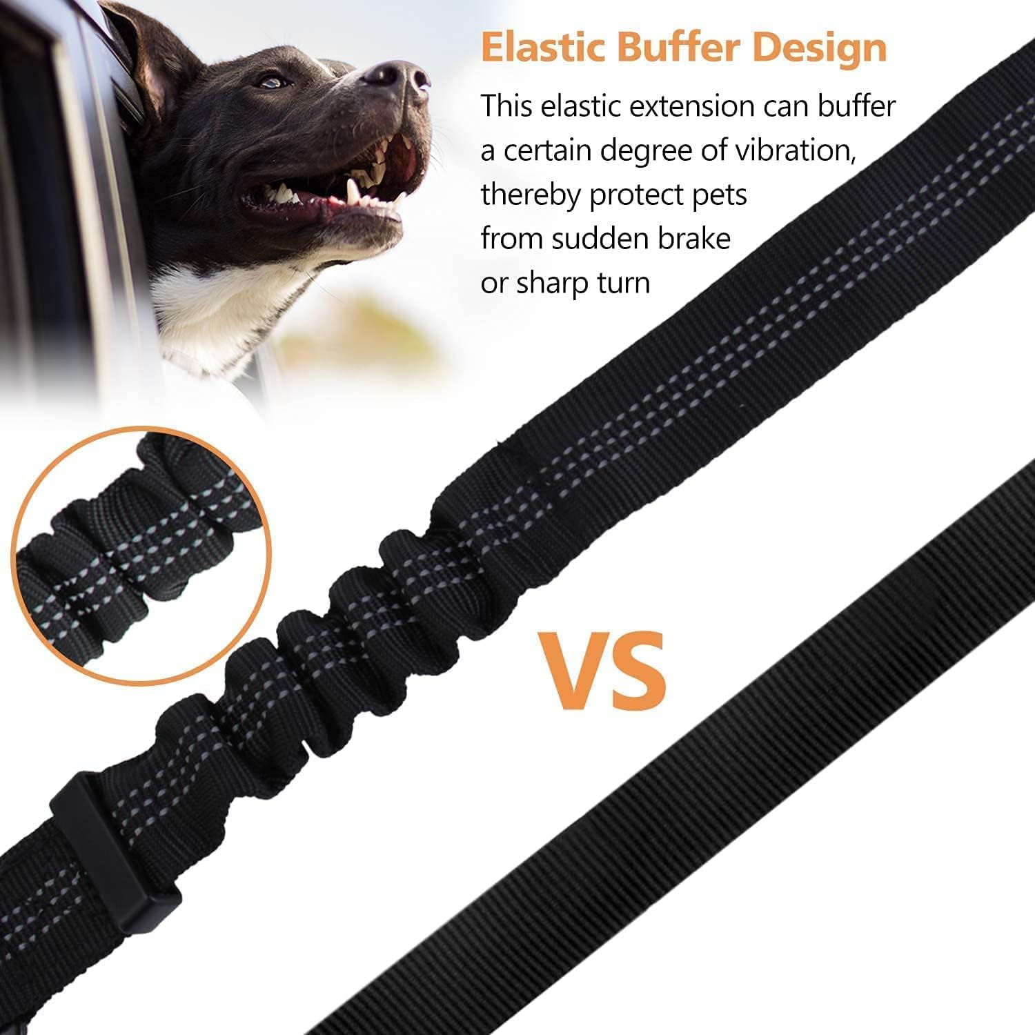 Kelivi 2-In-1 Dog Car Seat Belt 2 Packs Adjustable Dog Seat Belts for Car, Hook Latch Bar & Seatbelt Buckle Pet Dog Car Harness Belt for Vehicle Trip (Black) image number 5