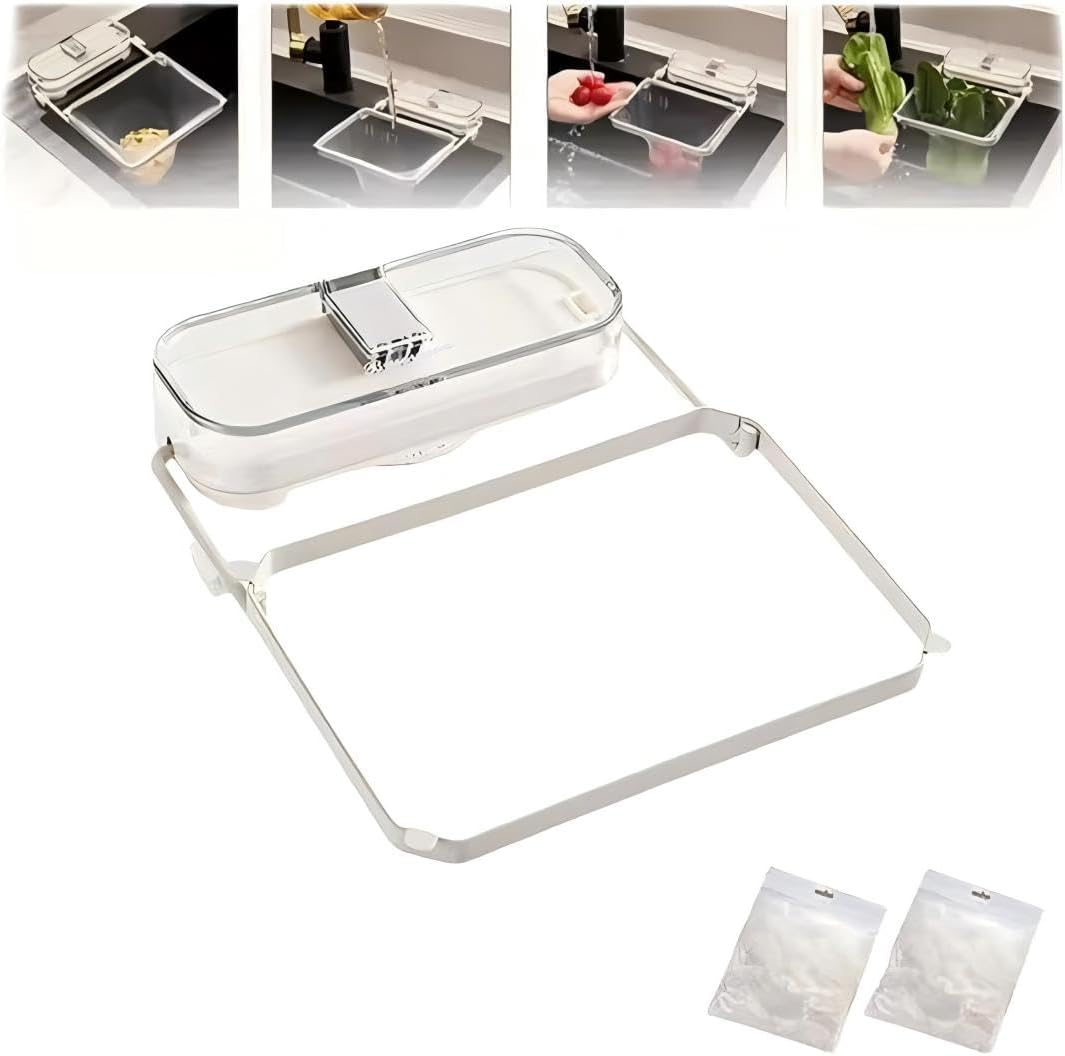 Suction Cup Sink Strainer,Removable Suction Cup Kitchen Sink Corner Residue Drain Strainer,Basket Filtering Mesh Sink Strainer for Kitchen Food Waste with 100 Filter Mesh Bags (White) image number 3