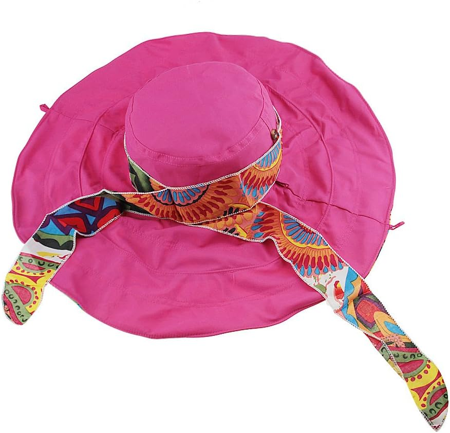 Women'S Foldable Floppy Reversible Travel Beach Sun Visor Hat Wide Brim UPF 50+
