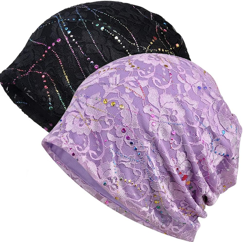 Maxnova Womens Cotton Beanie Lace Turban Soft Sleep Cap Chemo Hats Fashion Slouchy Hat