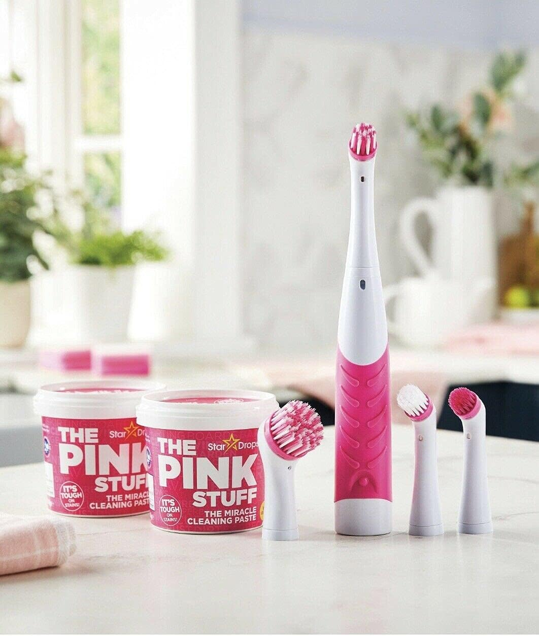 Britains Beauty the Miracle Stuff Brush Set the Pink Stuff Star Drops 2 Cleaning Paste Electric Brushes with 4 Brush Heads image number 4