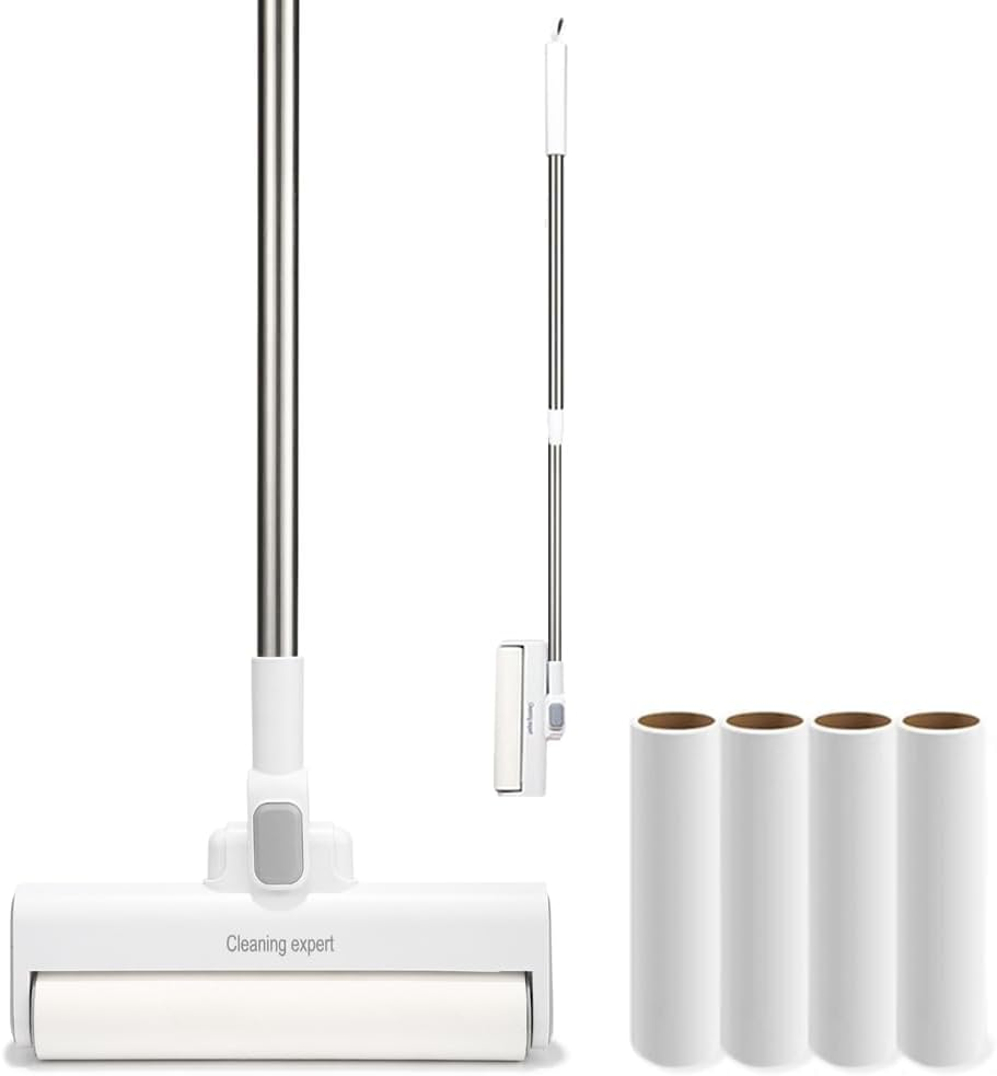 Lint Roller Extra Long Pet Hair Remover Kit with 5 Refills, 175 Sheets, Sticky Roller with Cover for Pet Hair Removal and Clothes Furniture Carpet Cleaning （Scalable Long Handle） image number 1