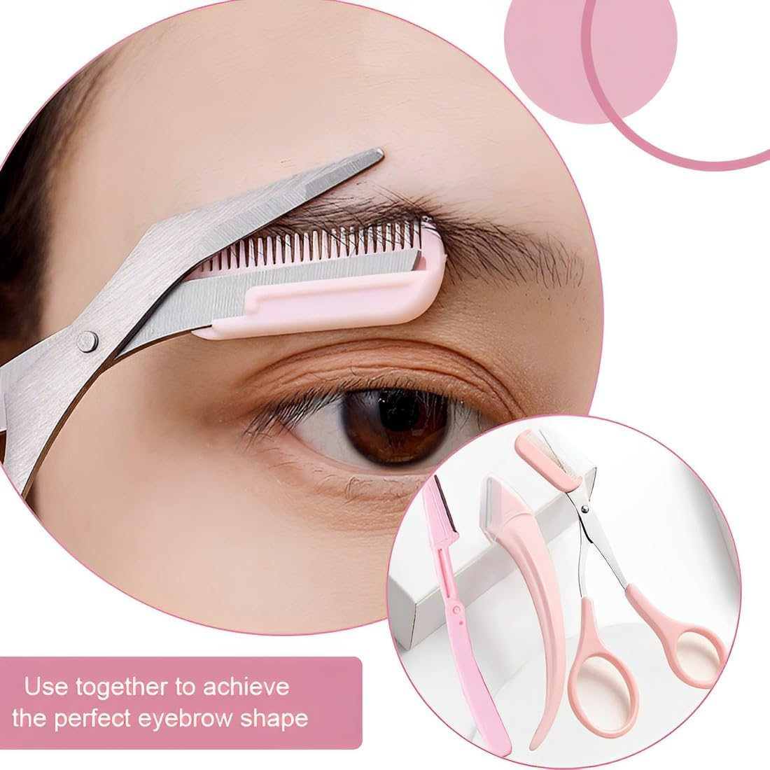 BIRLOZA Eyebrow Scissors Eyebrow Scissors with Comb Eyebrow Brush Eyebrow Comb, Eyebrow Trimmer Eyebrow Trimmer Stainless Steel Eyebrow Trimmer Sculpting Brush for Women and Men image number 4