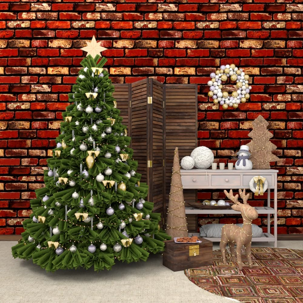 Melunmer Red Brick Peel and Stick Wallpaper 17.7&rdquo;&times;197&rdquo; Self Adhesive Removable Wallpaper Red Faux Brick Contact Paper Waterproof Decorative Easily to Install Contact Paper for Kitchen Backsplash image number 2