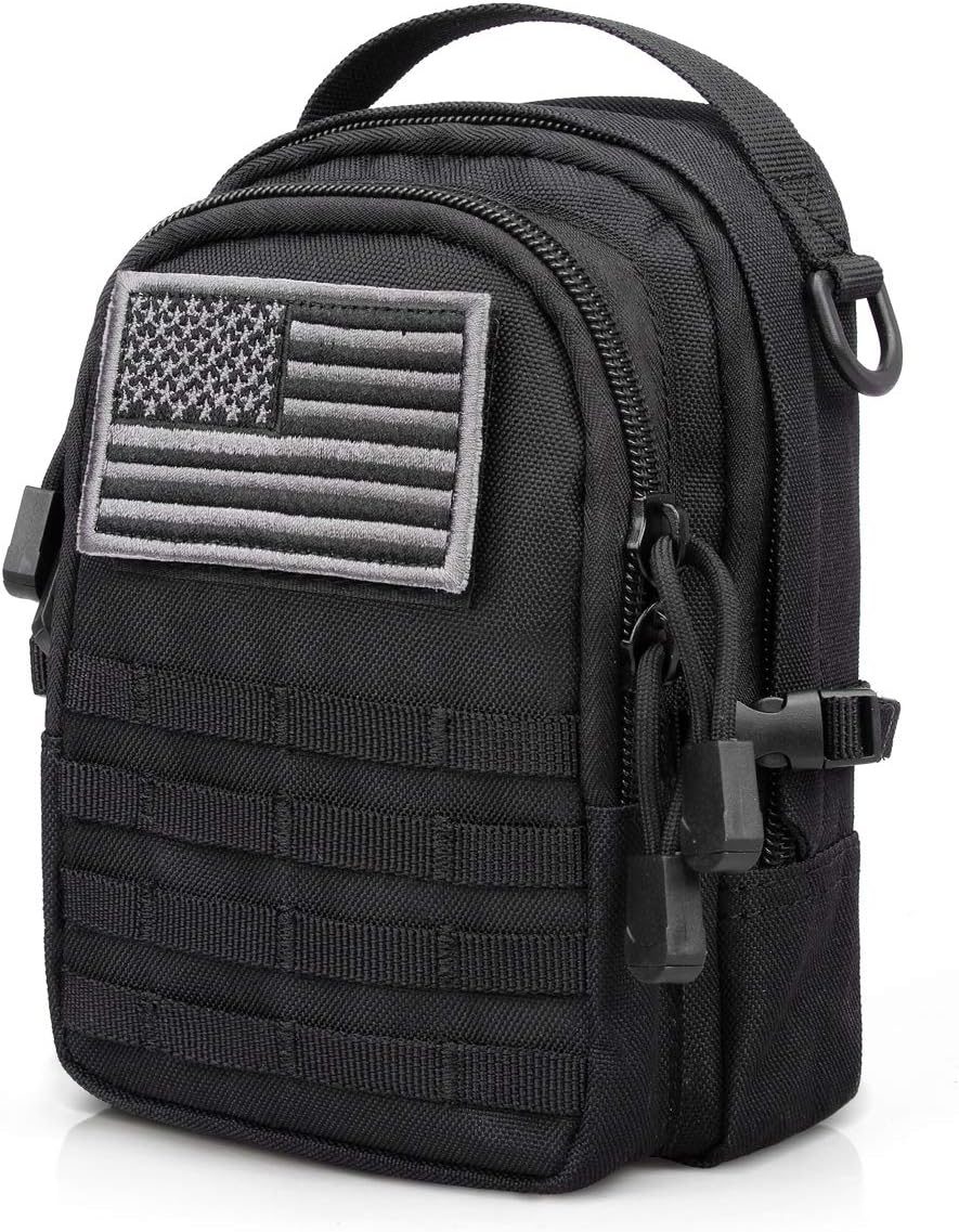 WYNEX Tactical Molle Pouch Small, EDC Utility Pouch Tactical Tool Pouches Bag Compact Multi-Purpose Waist Pouch Include Flag Patch, Mini Design of 3-Day Assault Backpack