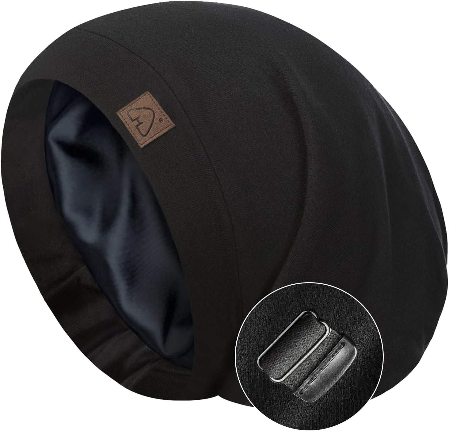 Hat Hut Silk Satin Lined Sleep Cap Bonnet for Curly Hair, Adjustable Satin Hair Wrap for Sleeping