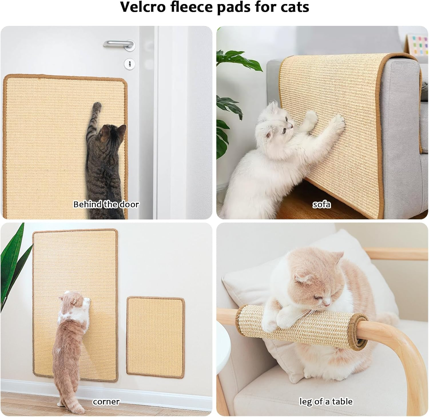 Ruaizel Cat Scratching Mat, 2 Pcs Natural Sisal Cat Scratch Mat, Horizontal Cat Floor Scratching Board, Protect Furniture and Sofas (60 * 40Cm+30 * 40Cm) image number 4