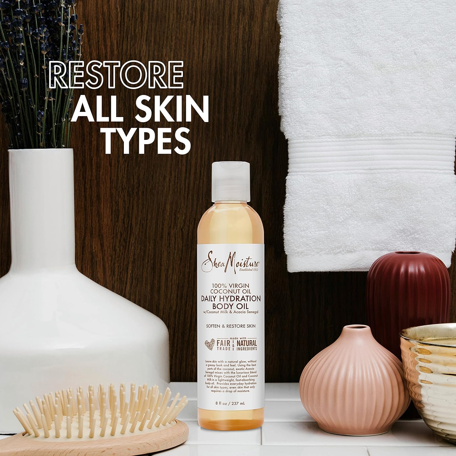 Sheamoisture Daily Hydration Body Oil Virgin Coconut Oil for Dry Skin Paraben Free 8 Oz image number 4