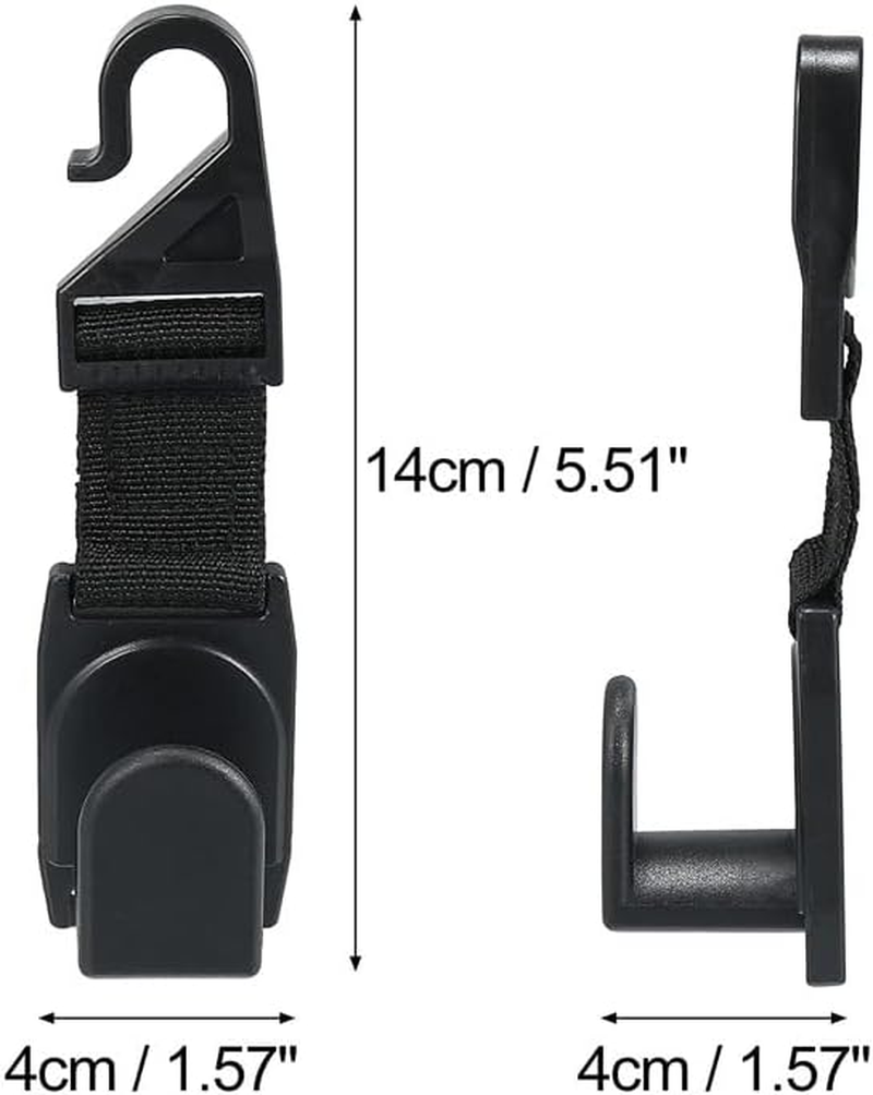 Car Seat Headrest Hooks, 4 Packs Car Universal Storage Organizer Headrest Hanger Holder Hooks for Coats Umbrellas Grocery Bags Handbag image number 2