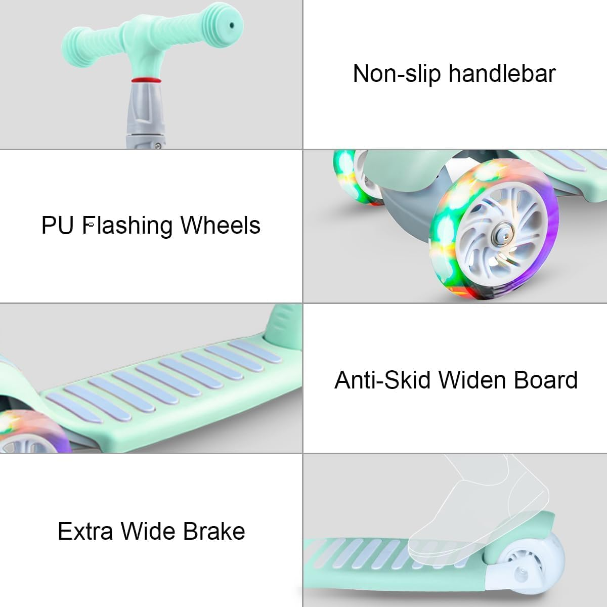 APEXORIGIN 3 Wheel Scooter for Kids Ages 3-12,Kids Scooter with Light up Wheels, Sturdy Deck Design, and 4 Height Adjustable Suitable for Kids Ages 3-12 image number 2