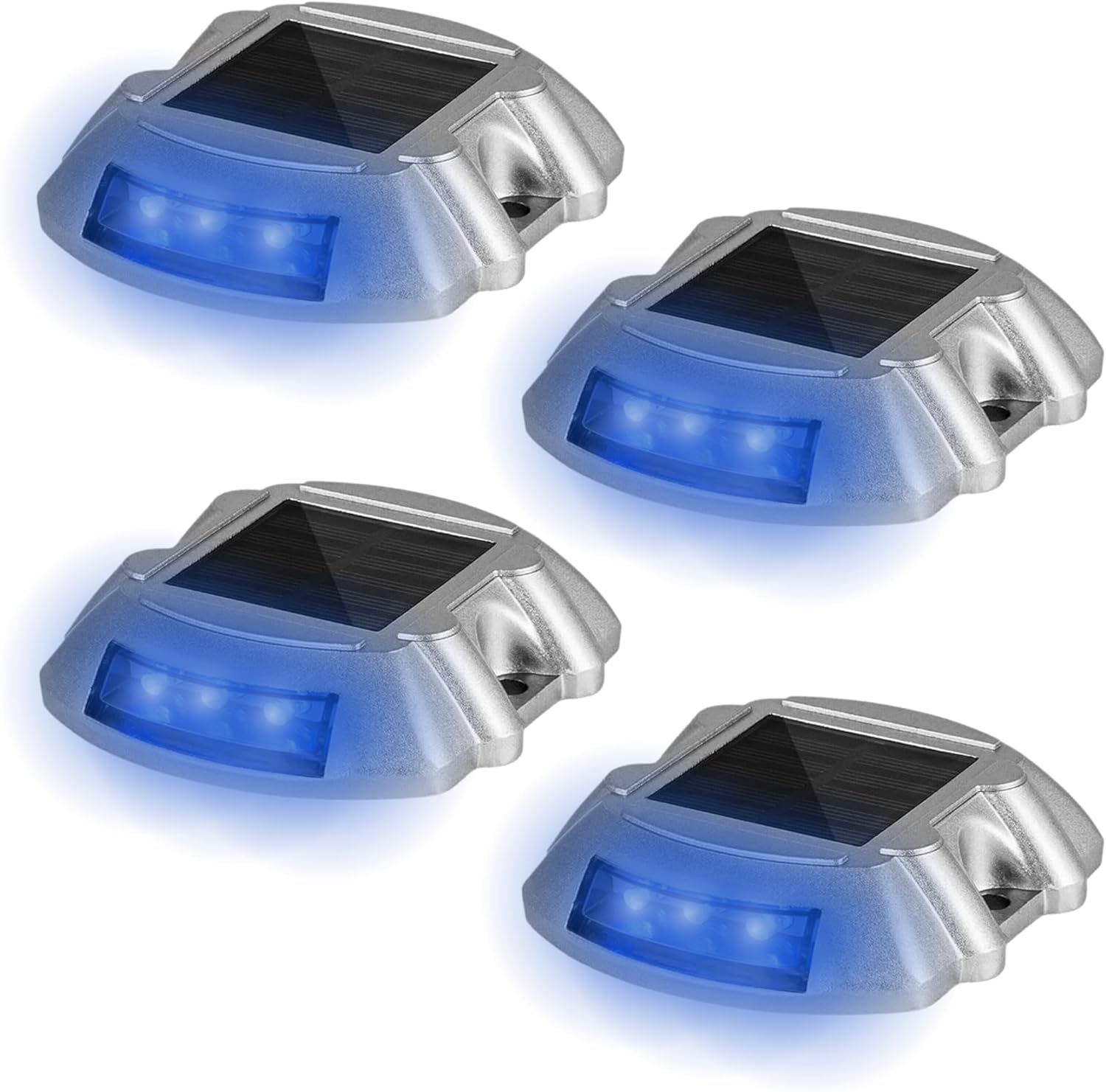 Extra Bright Solar Deck Lights Blue Waterproof with 6 LED Driveway Safety Light for Pathway (4 Pack) image number 2