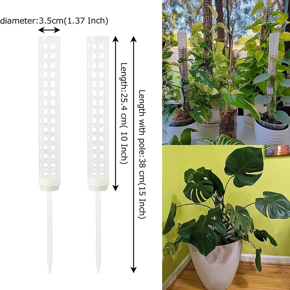 Qeunrtiy 6Pcs Plastic Moss Pole 15 Inch Transparent Moss Mesh Pole Small Moss Pole Stake for Plants Monstera Potted Plants image number 3