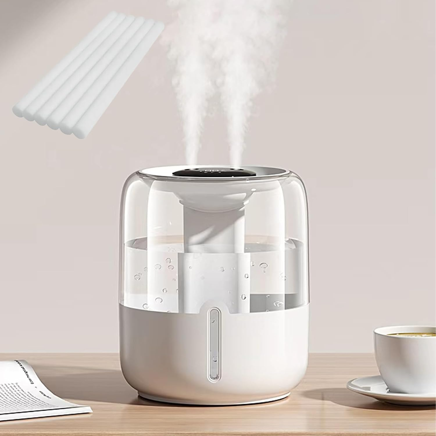 4L Humidifier for Bedroom Baby Room, Air Humidifier with Double Nozzle Top Fill, 3 Gear and Night Light,60H Runtime 28 Db Quiet Humidifier for Plants,Baby,Indoor,Home 3 Gear and Light(6 Filter Sticks) image number 6