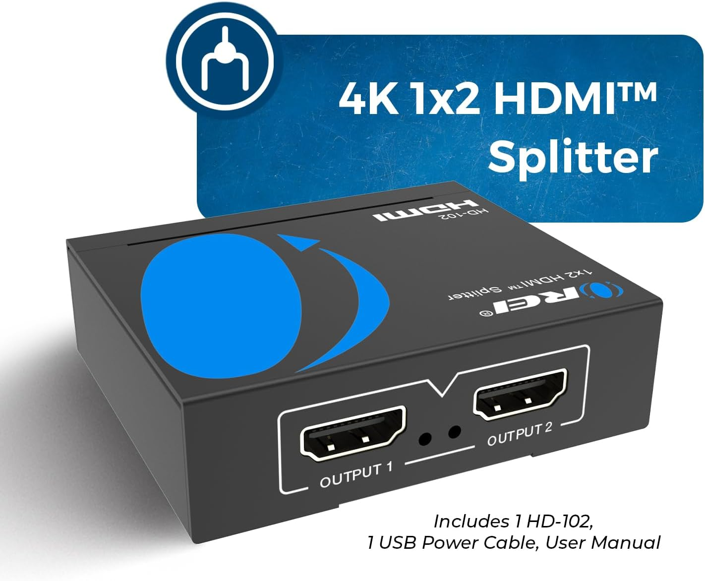 OREI HDMI Splitter 1 in 2 Out 4K - 1X2 HDMI Display/Mirror - Powered Splitter Full HD 1080P, 4K @ 30Hz (One Input to Two Outputs) - USB Cable Included - 1 Source to 2 Identical Displays image number 6