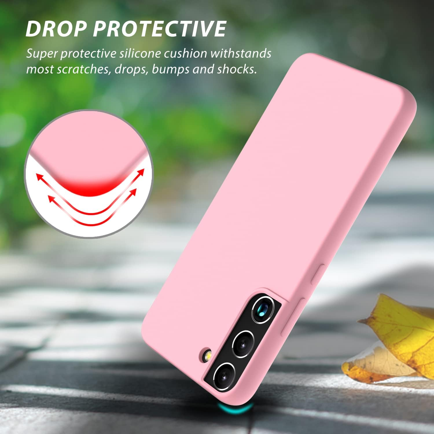 ZUSLAB Galaxy S22 Case 5G Nano Silicone Shockproof Gel Rubber Bumper Protective Cover - Pink - Navy image number 6