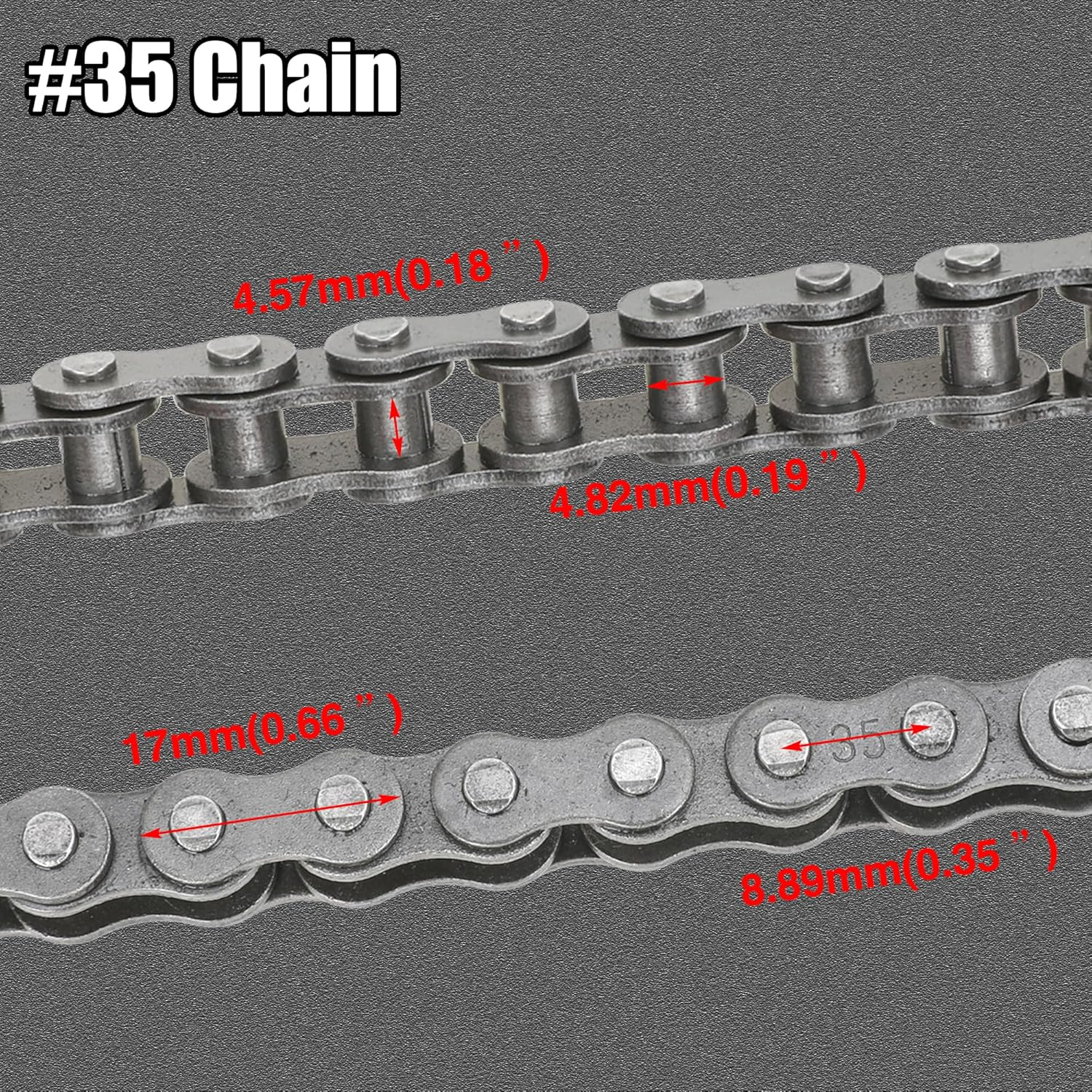 YOXUFA #35 Chain for Mini Bike Coleman CT100U CC100X Baja Doodle Bug DB30 Motovox MBX10 MBX11 Mega Moto MM-B80 105Cc Predator 79Cc 97Cc 100Cc Engine Powersports Parts with Chain Breaker - 140 Links