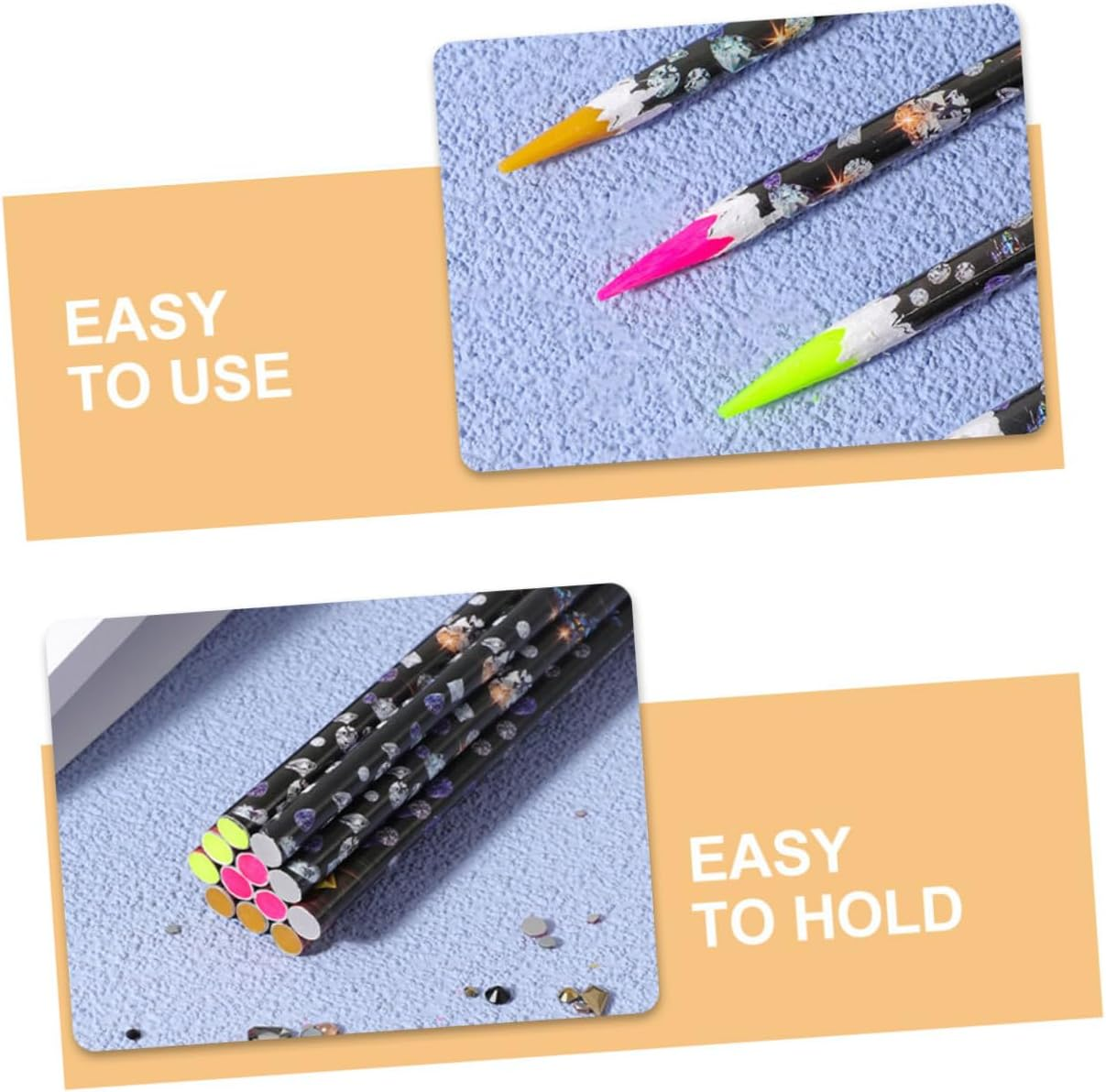 HEALEEP 4Pcs Nail Art Diamond Picker Pens Self-Adhesive Rhinestone Applicator Tools for Manicure DIY Decoration Portable and Lightweight Nail Design Crayons image number 2
