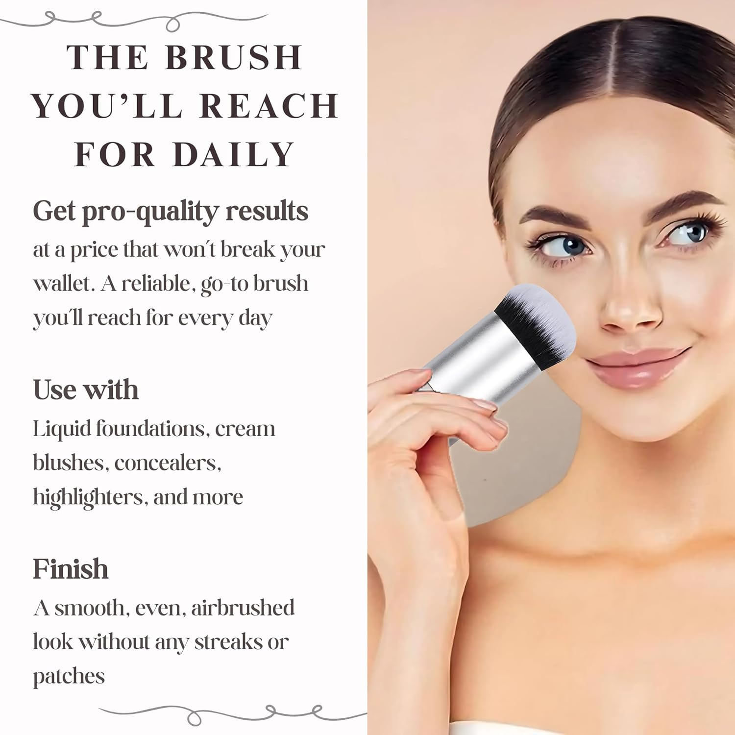 Kabuki Makeup Brush - Blender Brush for Powder, Cream, Liquid Foundation, Sunscreen, Blush Blending & Bronzer - Professional Make up Brush - Full Face Makeup Brush - Vegan & Cruelty Free image number 6