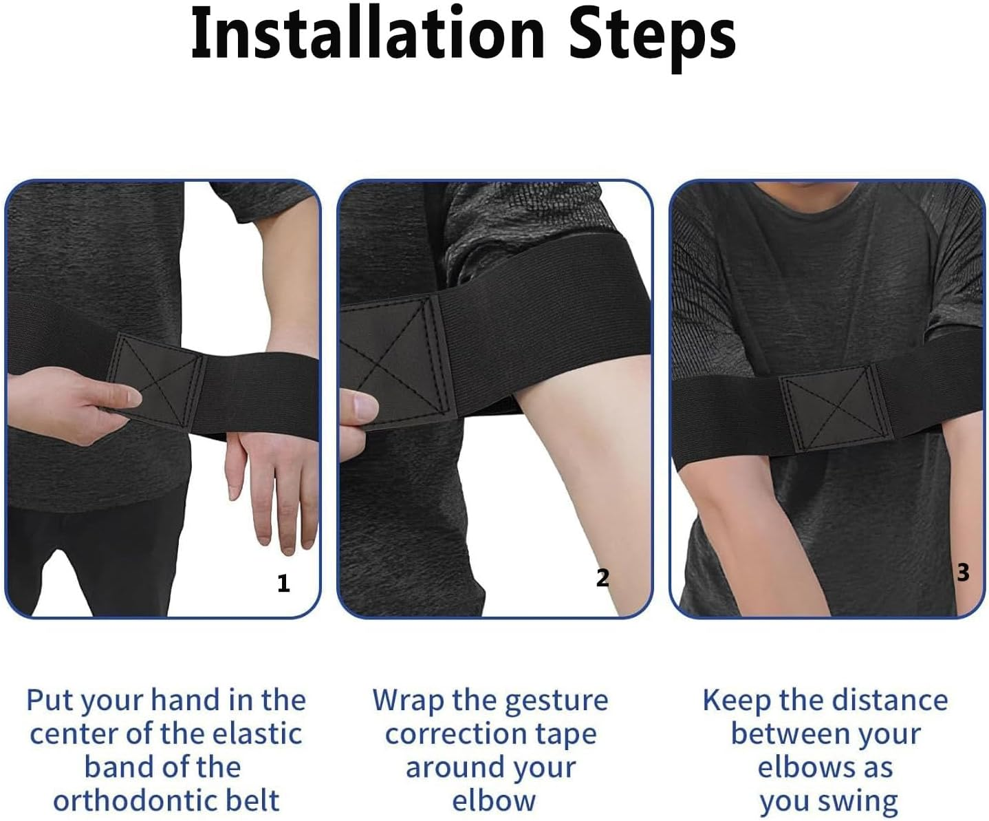 3Pcs Golf Swing Arm Band,Golf Corrector, Golf Balls Elastic Band,Swing Correcting Arm Band for Golf Beginners,Elastic Swing Correcting Training Aids,Golfing Accessories(Black,White,Blue) image number 6