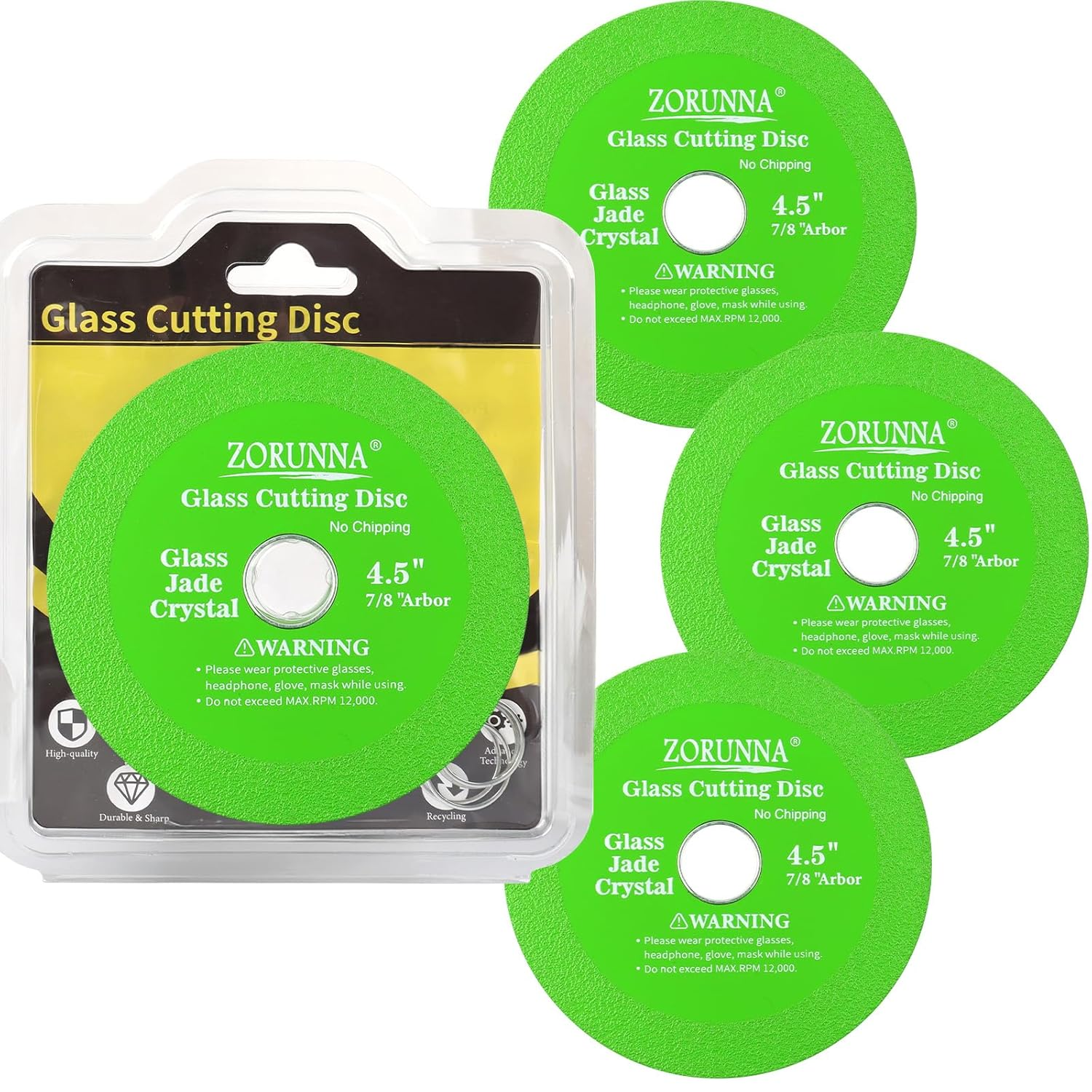 ZORUNNA 5 Pack Glass Cutting Disc for Angle Grinder, 4" X 7/8&rdquo; Tile Cutter Blade, Ultra-Thin Glass Cutters Tools for Grinding Ceramic, Crystal, Tile, Jade, Wine Bottle. image number 2