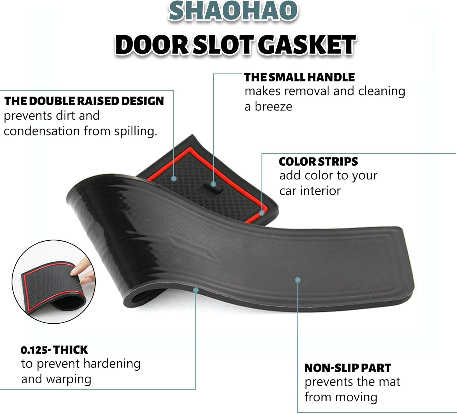 SHAOHAO Compatible with Hyundai Kona SX2 2024 2025 2026 Rubber Mats Centre Console Non-Slip Mats Drink Holder Mat Door Slot Mat Storage Box Hyundai Kona Accessories Red - Petrol Version-Red image number 2