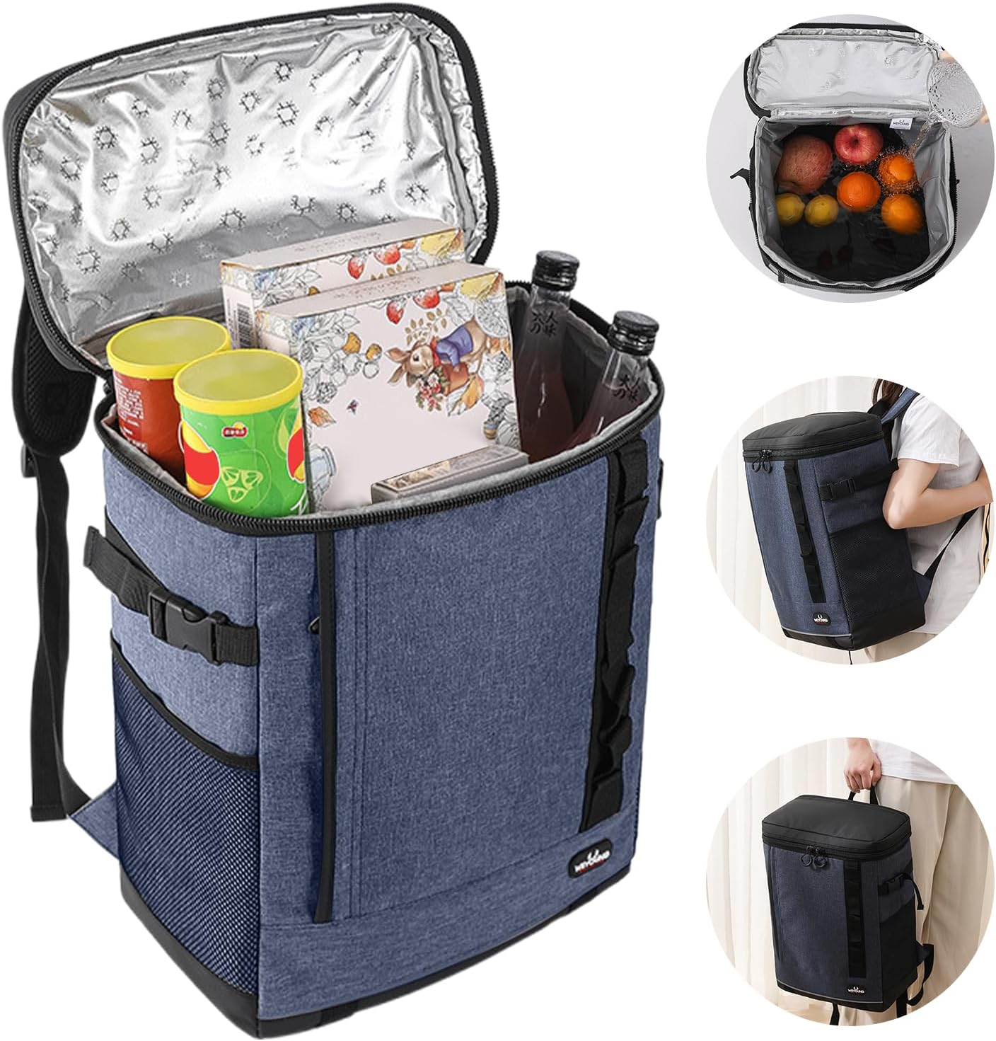 GIOD Picnic Backpack, Comfortable Insulated Cooler Backpack, Keep Cool, Waterproof and Leakproof 20 L Capacity Cooler Bag, Outdoor Travel Backpack, Thickened Insulation Backpack (Navy) image number 3