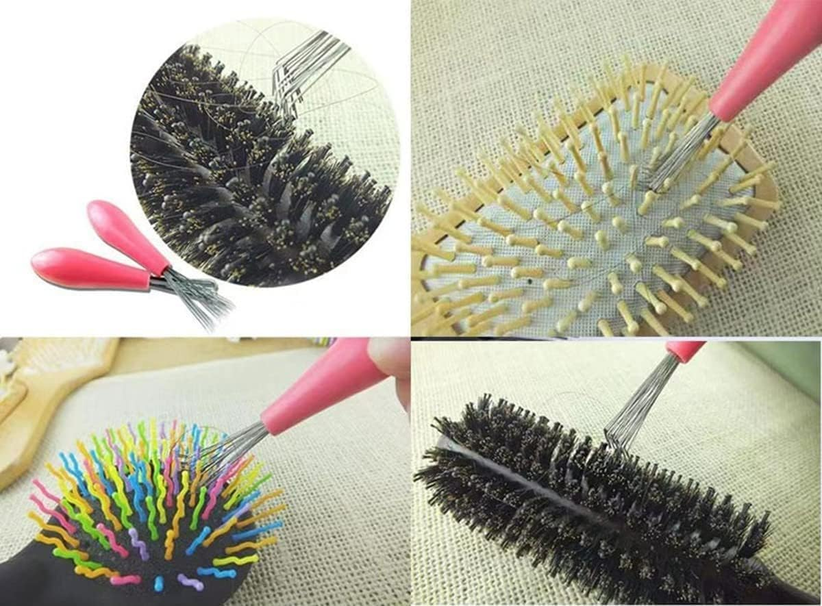 INSIME Comb Cleaner Brush Hair Brush Cleaner Tool with Metal Teeth for Deep Comb Cleaning | Proffesional Hairbrush Comb Cleaner Tool for Hair Comb Cleaning for Home & Salon (Pack of 2) image number 3