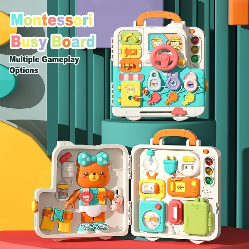 Busy Board Montessori Toys for Toddler 1-3, Learning Sensory Toddler Toys,Music/ Light/Colour/Touch Sensing Activity Board Educational Toy Early Learning Toy Boys/Girls image number 1