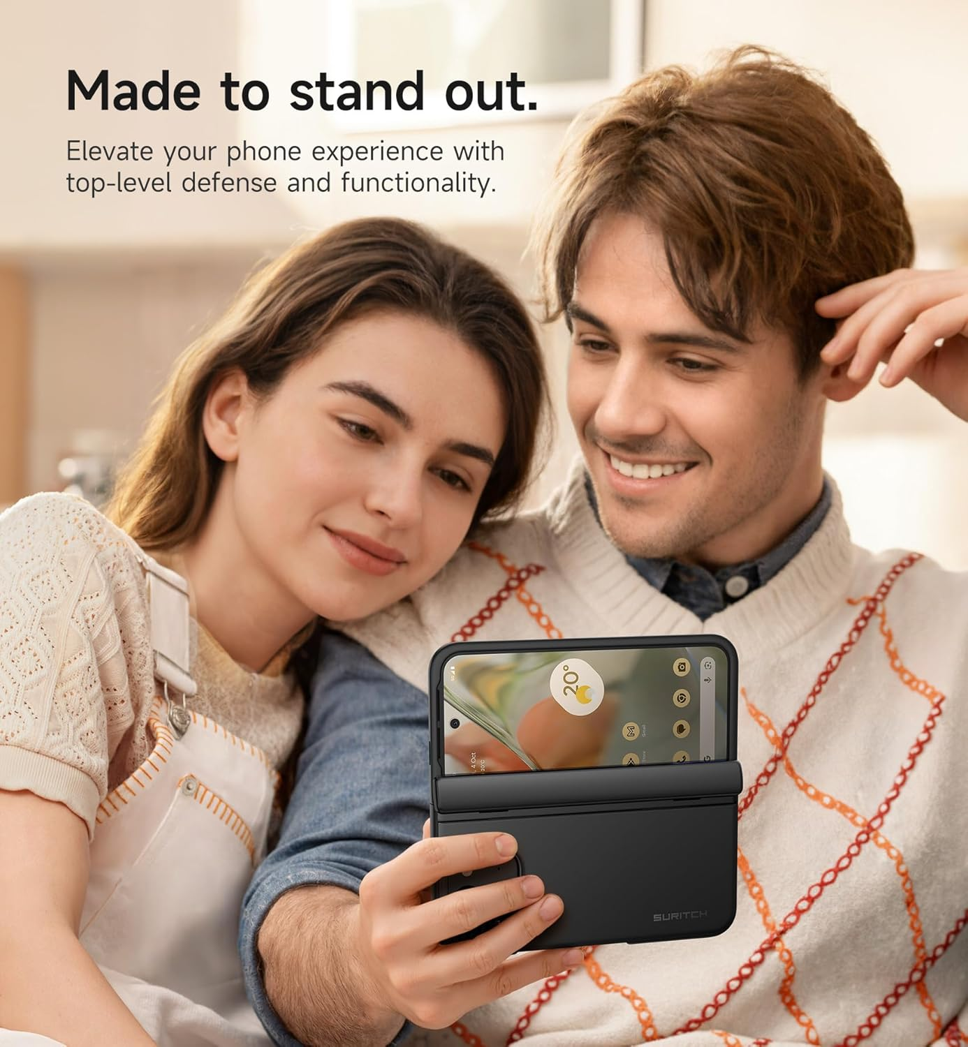 SURITCH for Google Pixel 9 Pro Fold Case, Built-In Kickstand, Screen Protector, Hinge Protection, Phone Case for Pixel 9 Pro Fold (2024), Black - Dark Blue image number 7