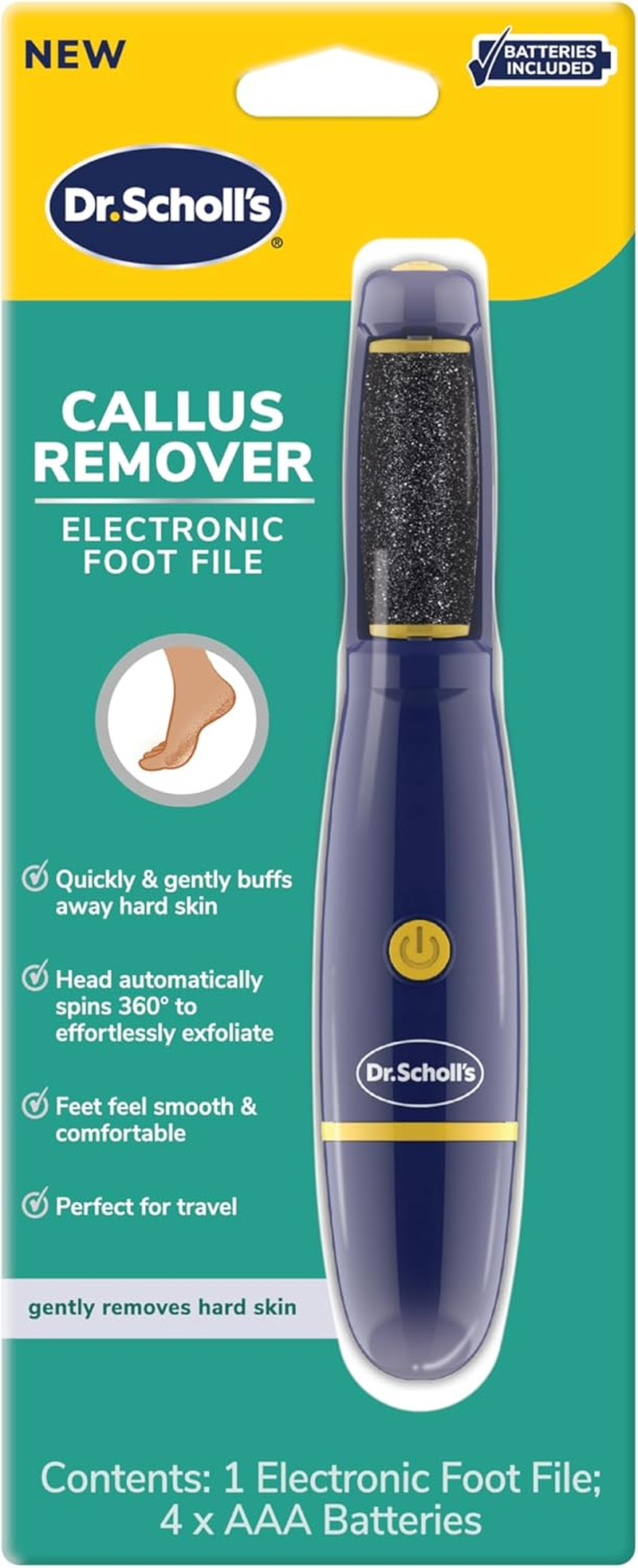 Dr. Scholl'S Callus Remover Electronic Foot File, Electric Hard Skin Removal for Feet, Effortless Soft Smooth Skin in Minutes, Perfect for Travel, for Women & Men, AAA Batteries Included image number 5