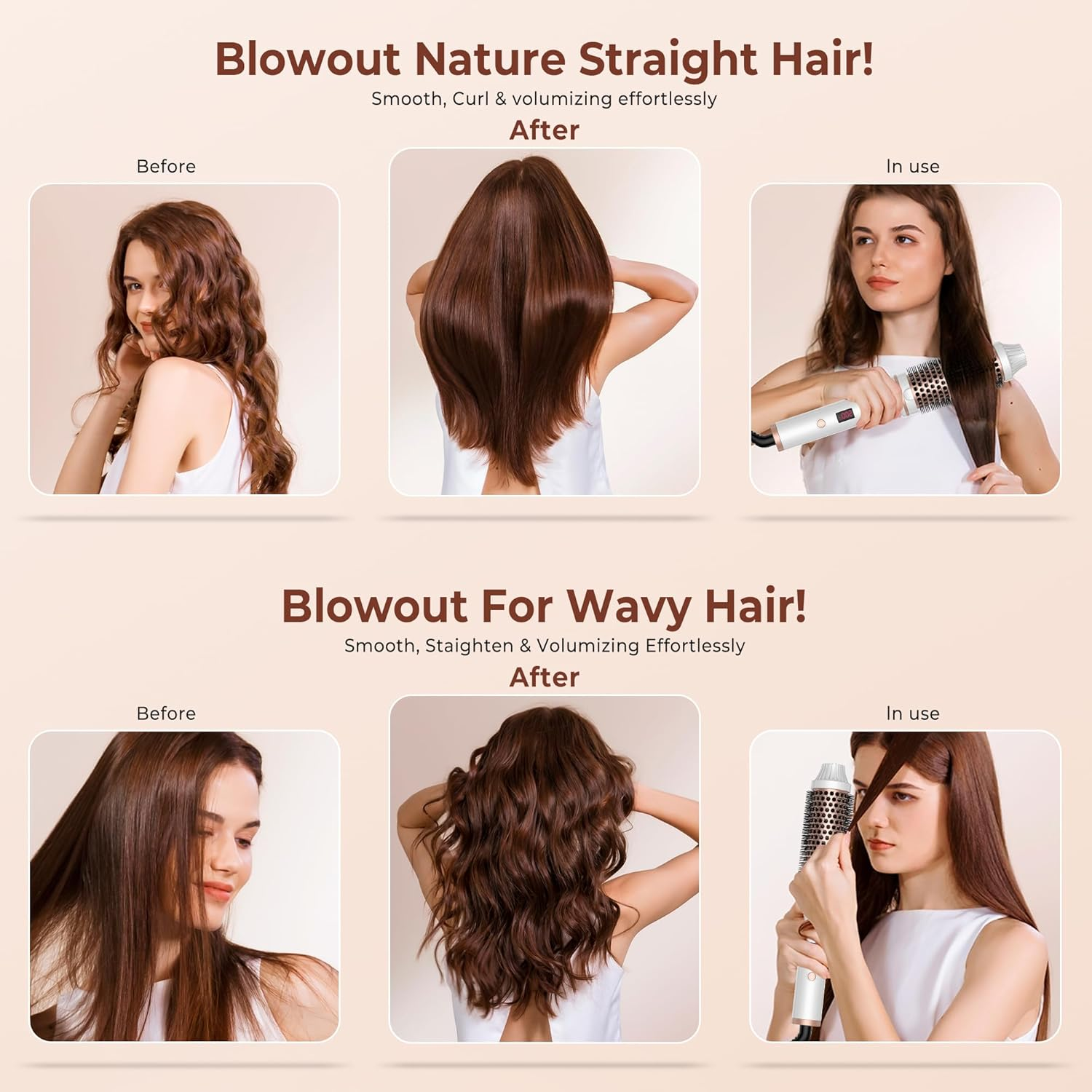 Thermal Brush, 3-In-1 Thermal Brush 38 Mm, LCD Display 120-200&deg;C, Increase Hair Volume, Loose Curls, Straight Hair, Lightweight Compact Size image number 6