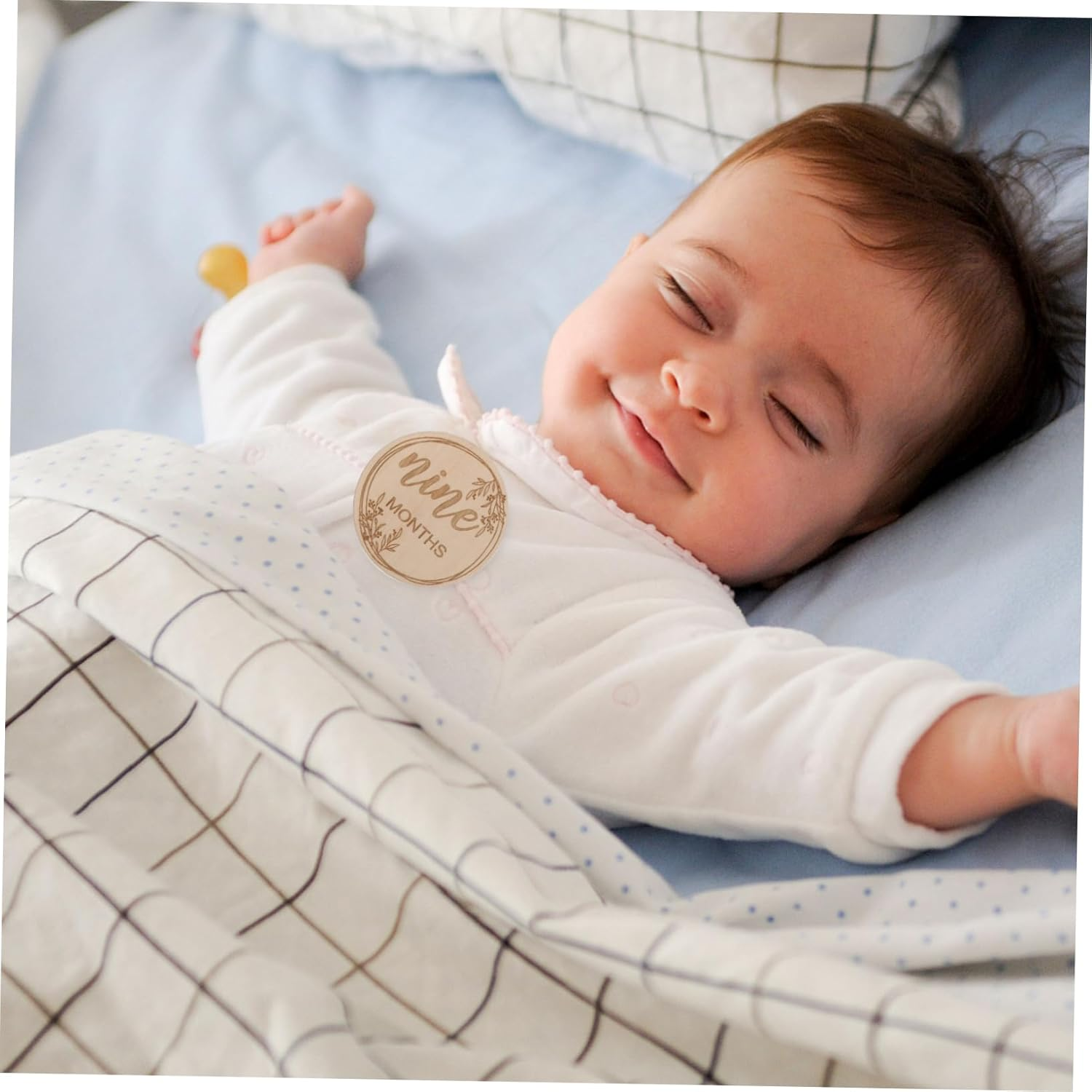 HANABASS 1Set Wooden Monthly Milestone Cards Cards for Newborn Photography Memory Keepsakes for First Year Commemorations image number 2