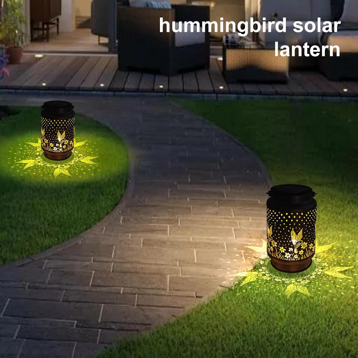 Hummingbird Lantern Solar Outdoors - Stylish Lantern,Hollow Out Design Lamp outside Decoration for Yard Lawn Pathway Festival Patio Garden Landscape image number 6