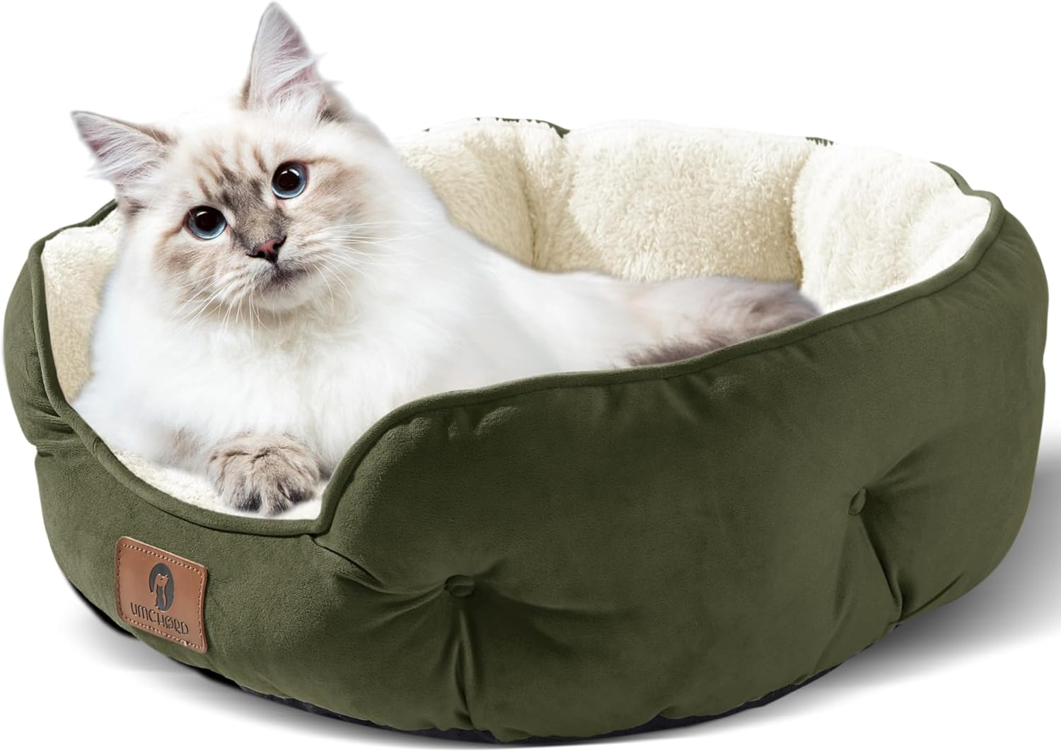 Asvin Medium Dog Bed for Medium Dogs, Cat Beds for Indoor Cats, Pet Bed for Puppy and Kitty, Extra Soft & Machine Washable with Anti-Slip & Water-Resistant Oxford Bottom, Green, 25 Inches image number 3