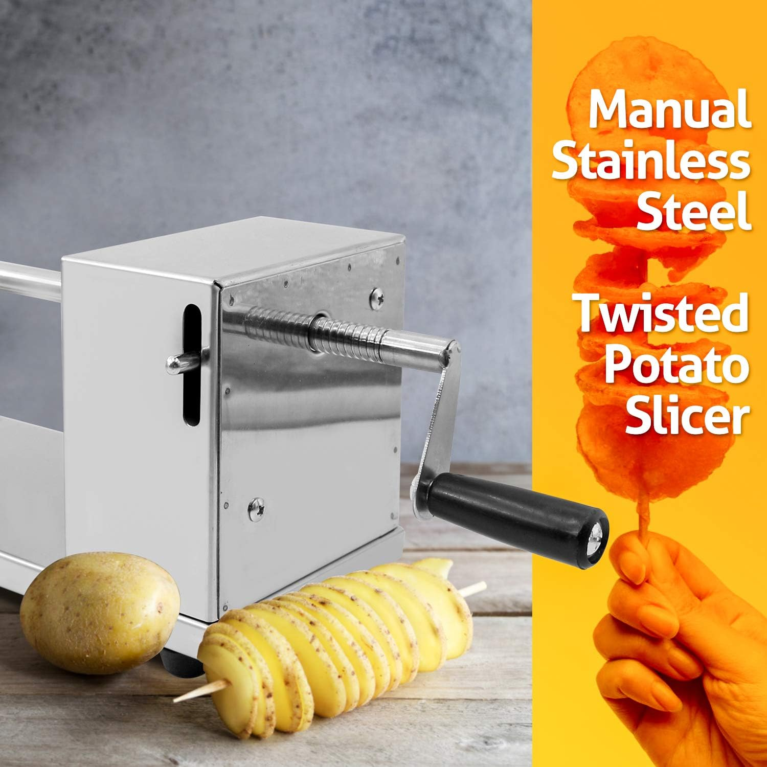 Riorand Manual Stainless Steel Twisted Potato Slicer Spiral Vegetable Cutter French Fry image number 5