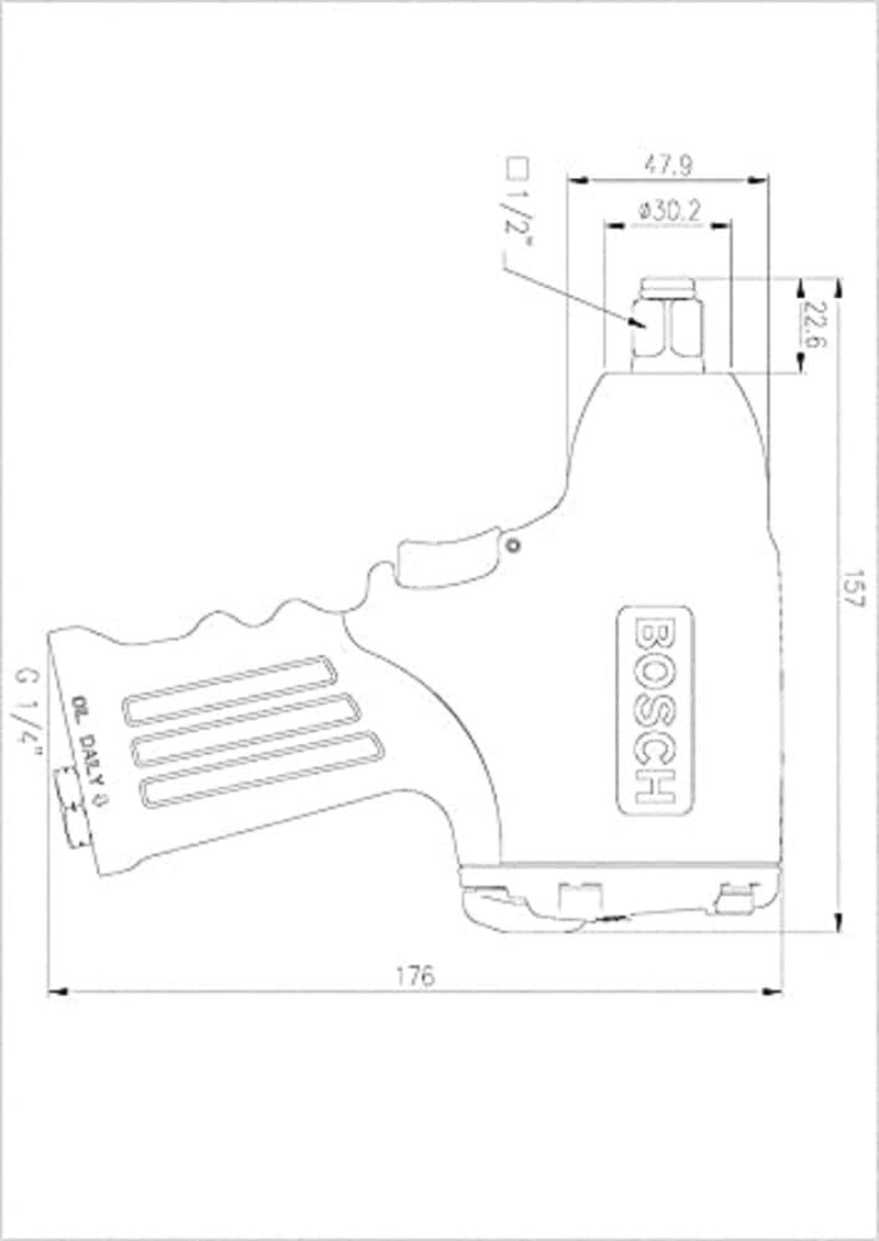 Bosch Professional 1/2 Inch Compressed Air Impact Wrench (Idle Speed 7,000 Min-1, Max. Torque 310 Nm)