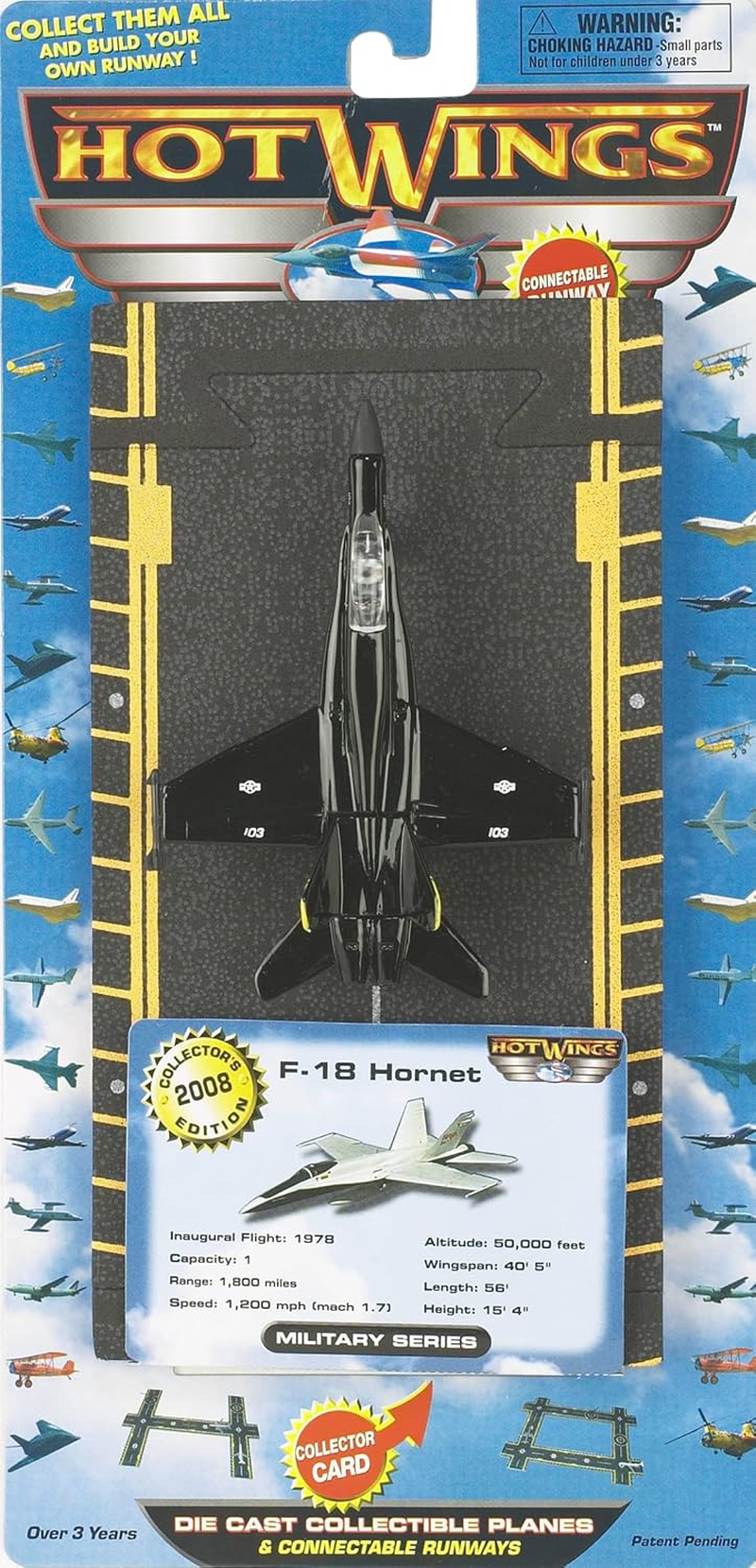 Hot Wings F-18 Jet (Black & Yellow) with Connectible Runway image number 4