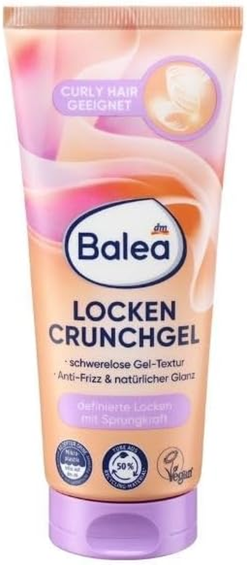 Balea Curls Crunch Gel Weightless Gel Texture, Anti-Frizz, Suitable for Curly Girl, Silicone-Free, 2 X 100 Ml