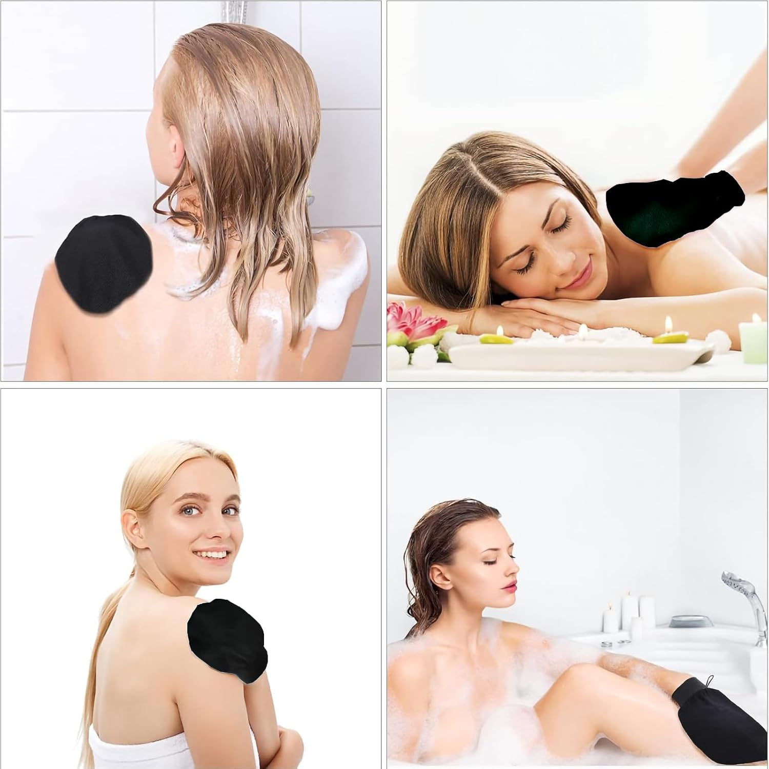 Luojinluoda Korean Exfoliating Mitts Body Scrub Glove - Premium Kessa Exfoliating Glove for Deep Cleaning, Dual-Sided Body Scrubber for Women/Men, Dead Skin Remover Spa Essential, Self-Tan Removal (Black) image number 2