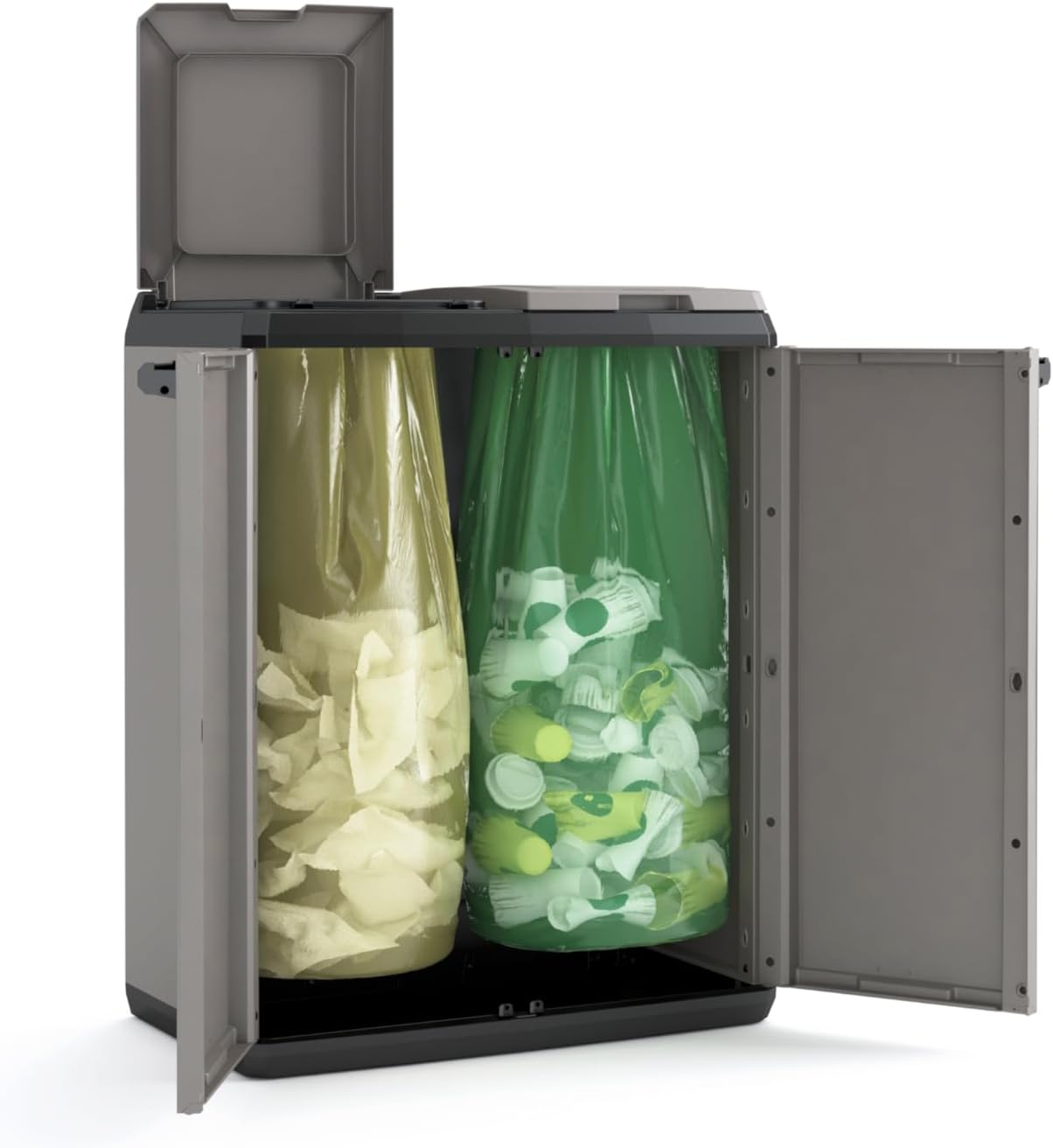 Keter Split Base Indoor Outdoor Multi Purpose Recycling Cabinet Grey/Black image number 5