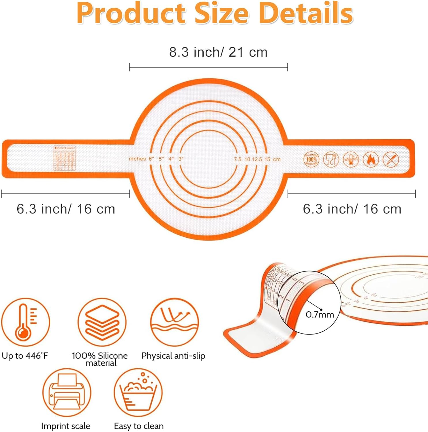 2 PCS Silicone Baking Mat for Dutch Oven, Reusable Bread Sling Oval, Non-Stick & Easy Clean Baking Mat with Long Handles, Easy to Transfer Sourdough image number 3