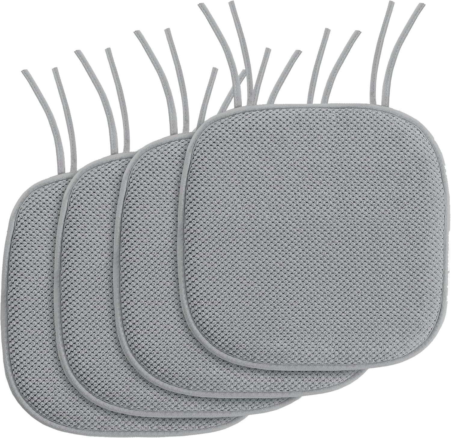 Memory Foam Seat Cushion with SBR Backing and Straps Set of 4 Non-Skid Chair Pads for Dining Room Honeycomb Pattern Chair Cushions (6 Pack, Brown,41X41Cm)