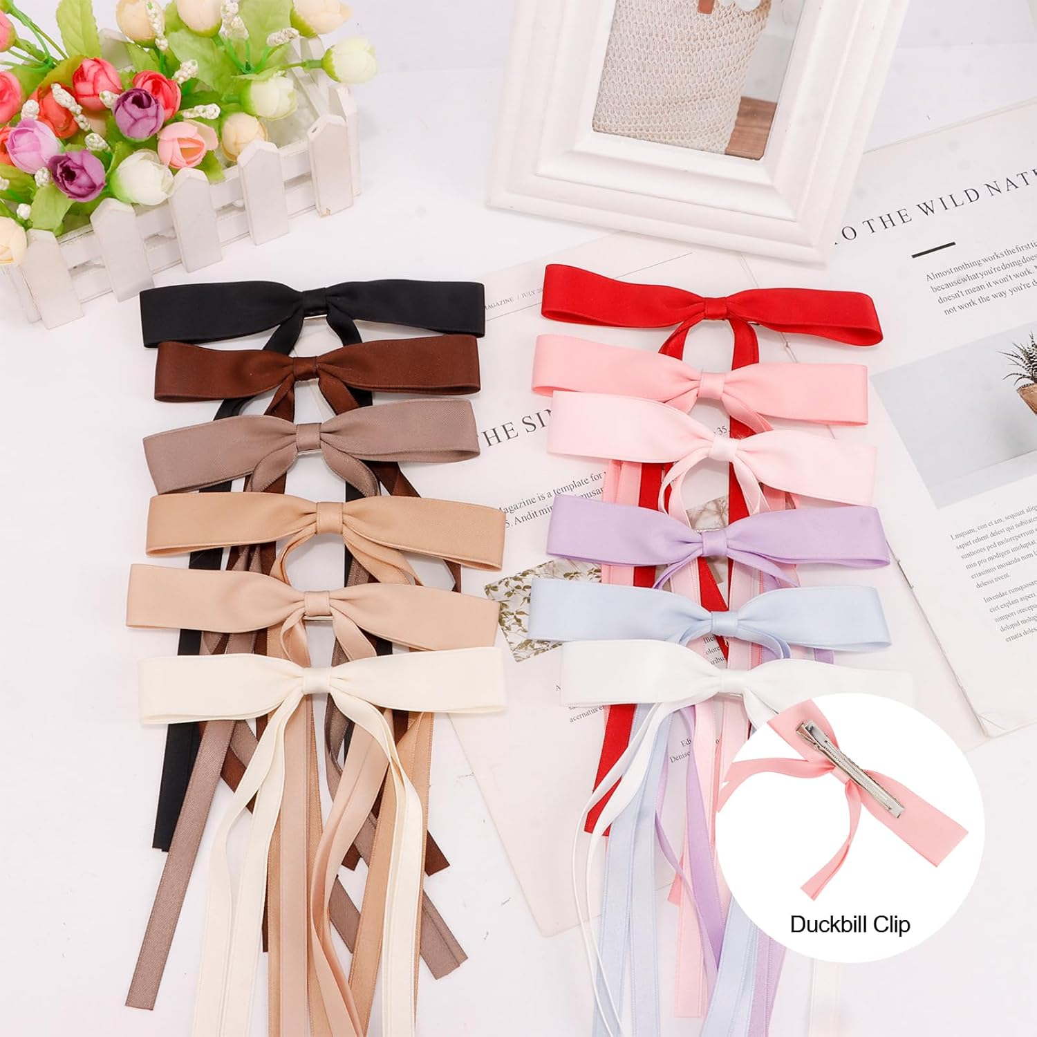 Canitor 12PCS Hair Bows for Girls Cute Hair Accessories for Women Hair Ribbons Bowknot Duckbill Clips Preppy Teen Girl Gifts Trendy Stuff Coquette Aesthetic Things image number 3