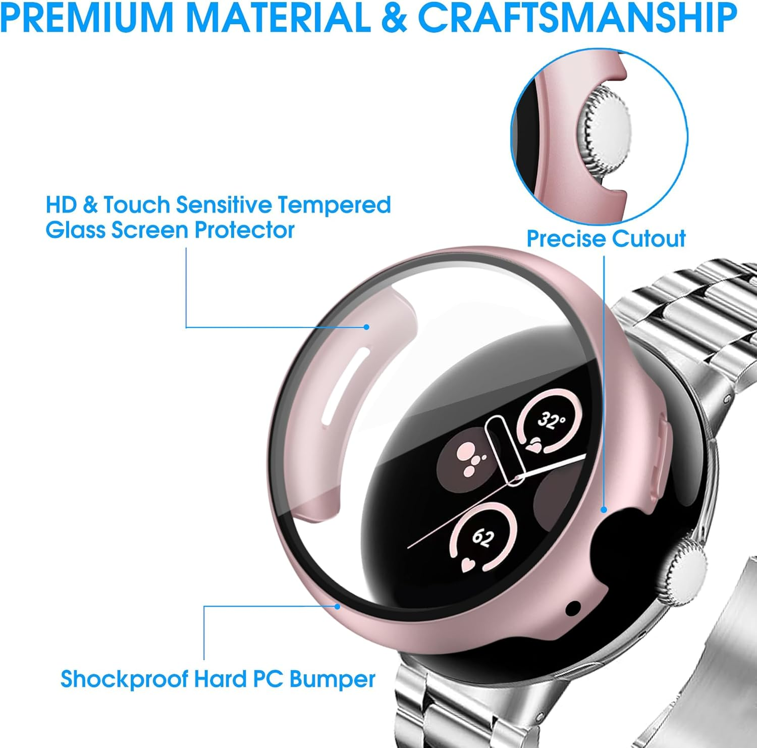 Tiorecime 10 Pack Case for Google Pixel Watch 3/2/1 41Mm with Tempered Glass Screen Protector, Shockproof Hard PC Bumper, All-Around Protective Cover Compatible with Pixel Watch 3/2/1 41Mm Accessories