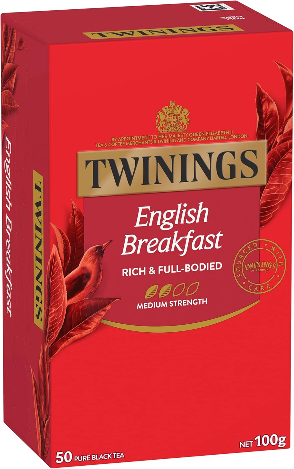 Twinings English Breakfast Black Tea, 50 Tea Bags, Full-Bodied, Rich, All Natural Ingredients, Vegan