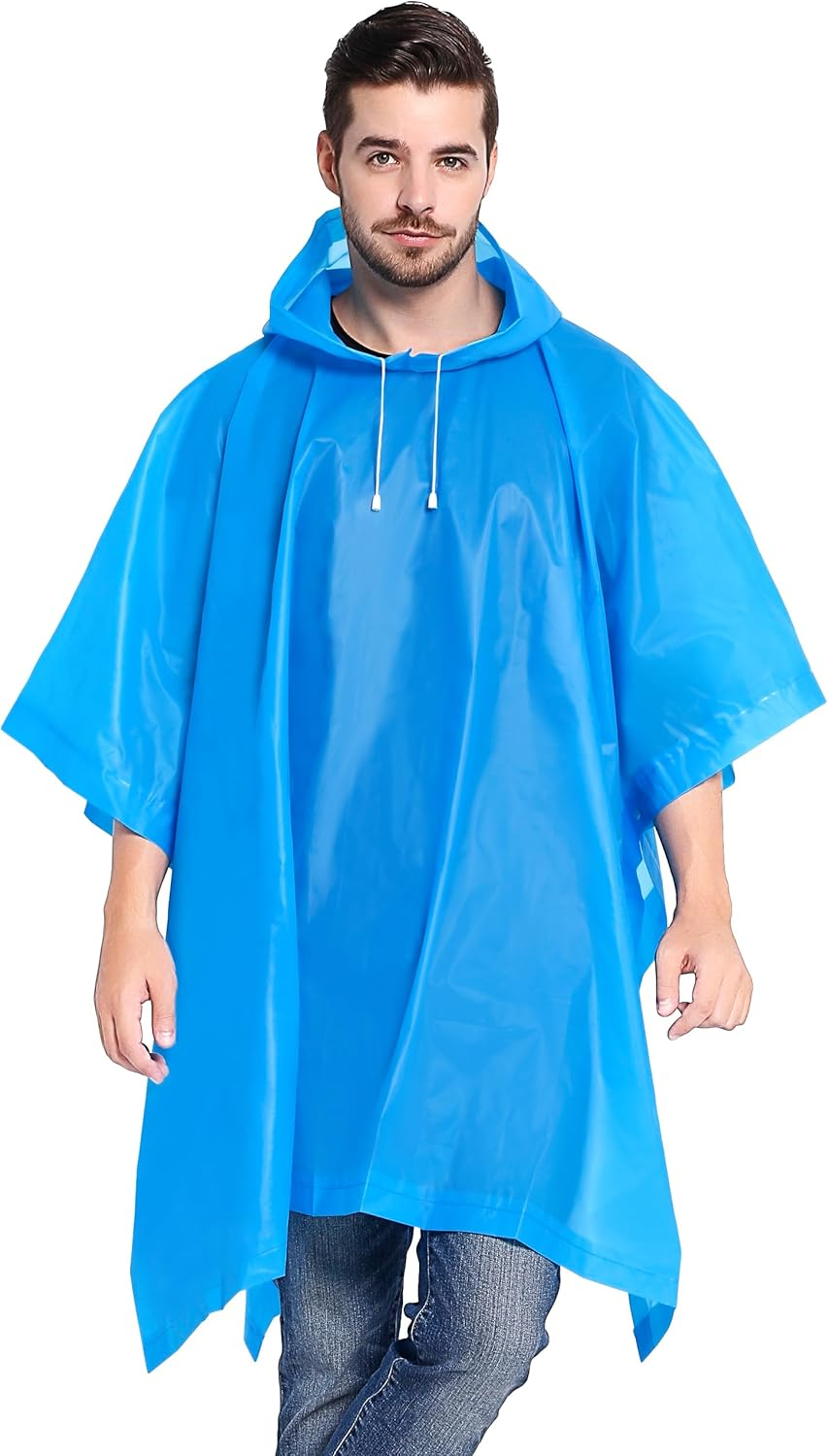 Rain Ponchos 2 Packs for Adults with Drawstring Hood - for Hiking, Backpacking, Camping or Traveling (